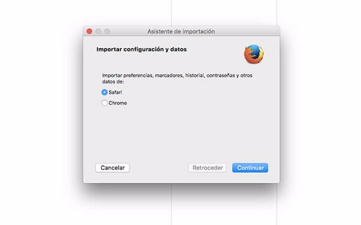 Imagen de importación de Firefox