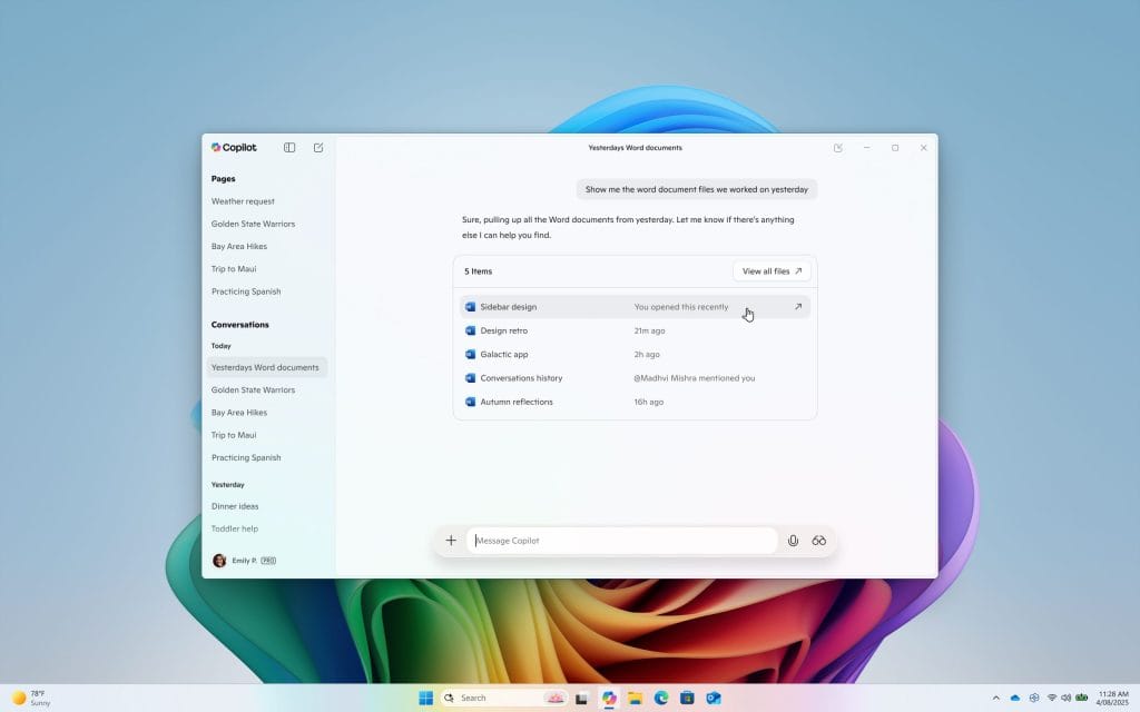 La búsqueda de archivos en Copilot