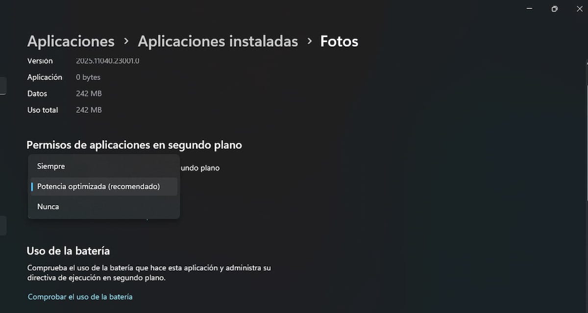 Imagen de configuración de ejecución de apps en segundo plano
