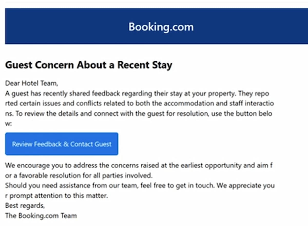 Imagen de una web falsa de Booking