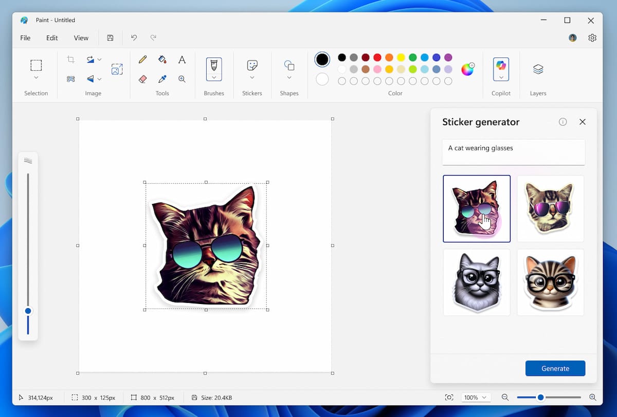 Imagen de creaciómn de stickers en Windows