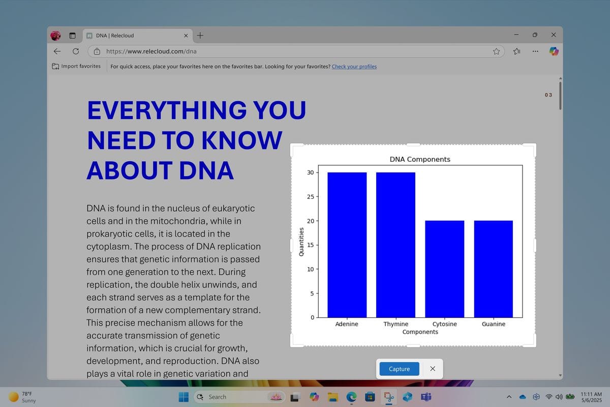 Una actualización de la herramienta Recortes analizará lo que hay en tu pantalla con IA para crear una captura recortada con precisión.