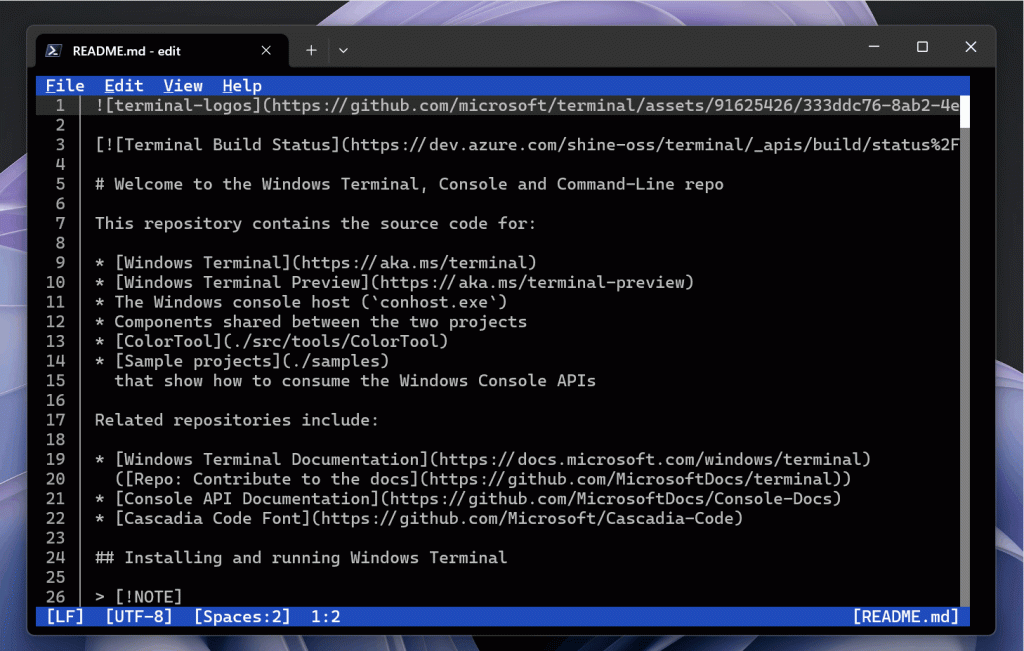 WordWrap en Edit on Windows