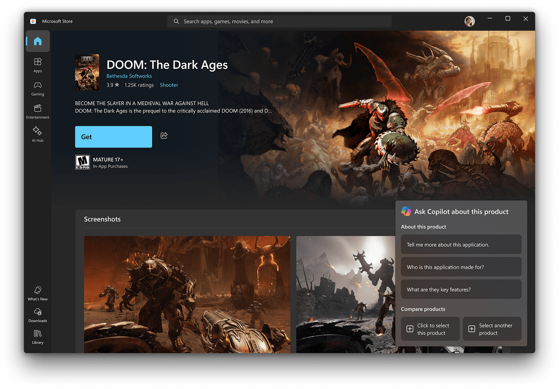 Copilot dentro de la Microsoft Store