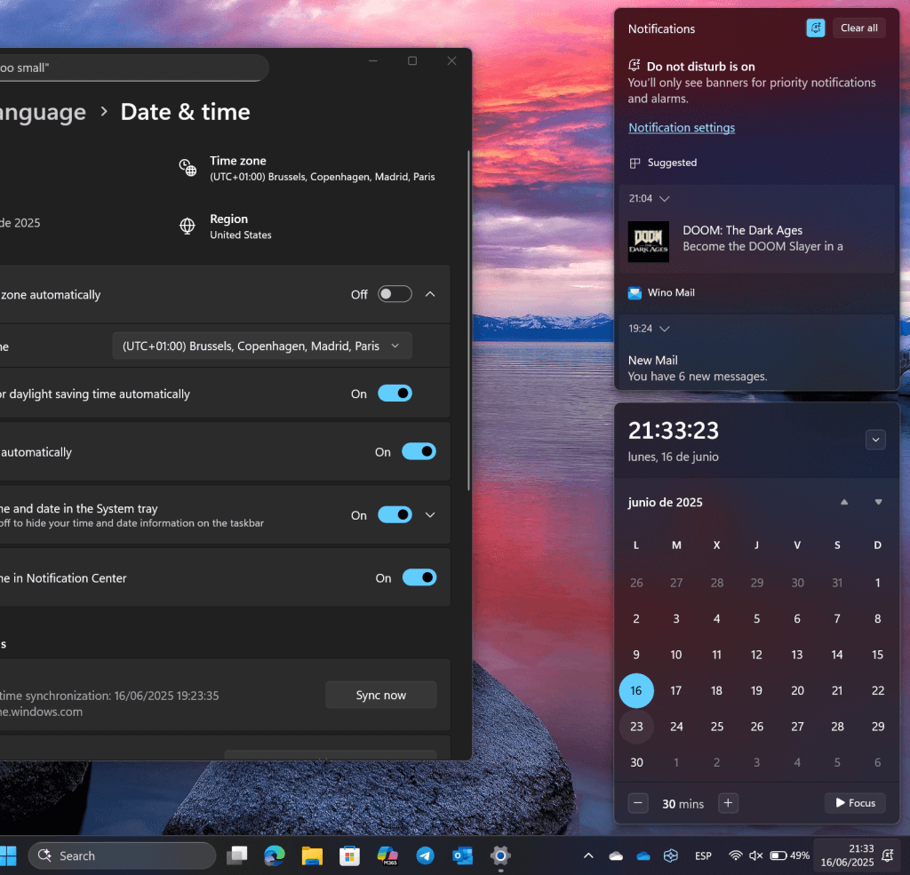 EL nuevo reloj en Windows 11