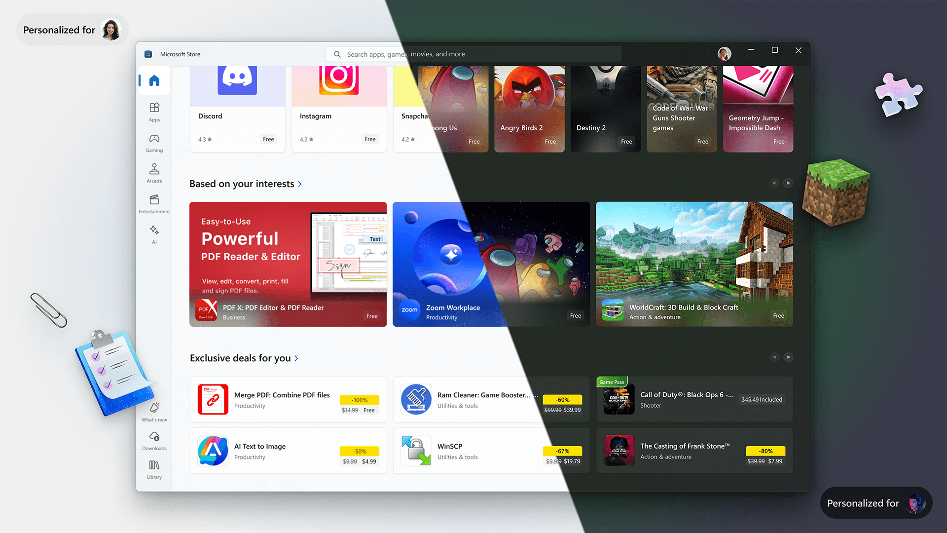 La nueva imagen de inicio de la Microsoft Store