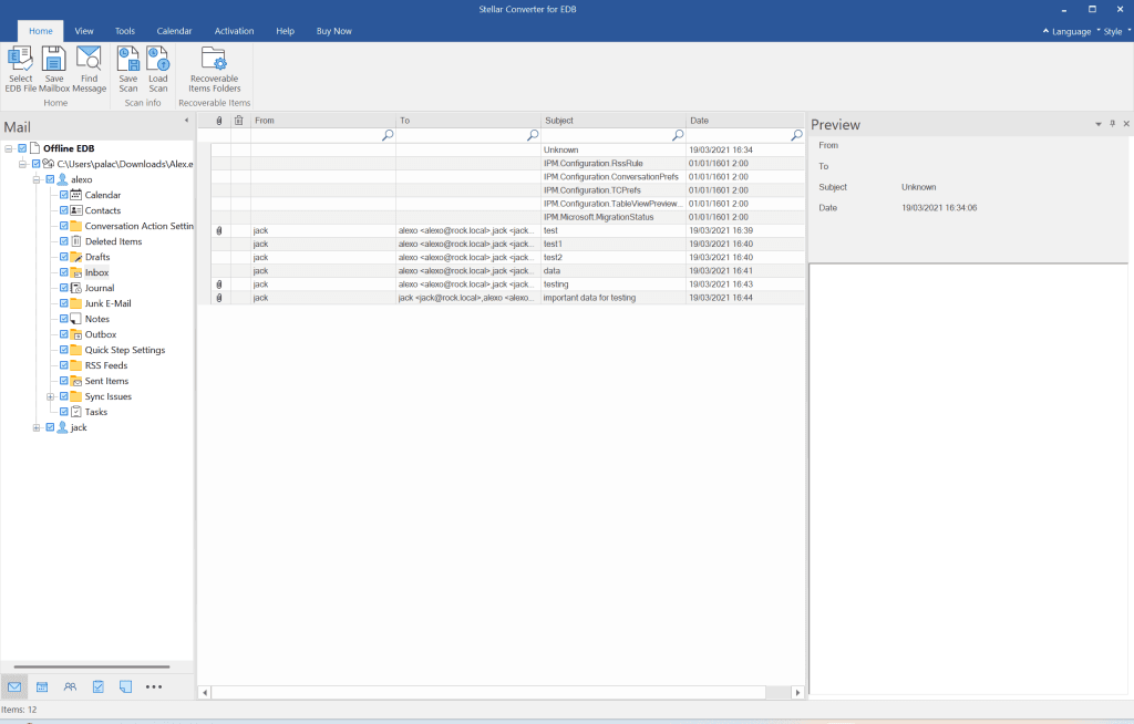 Revisando un archivo EDB