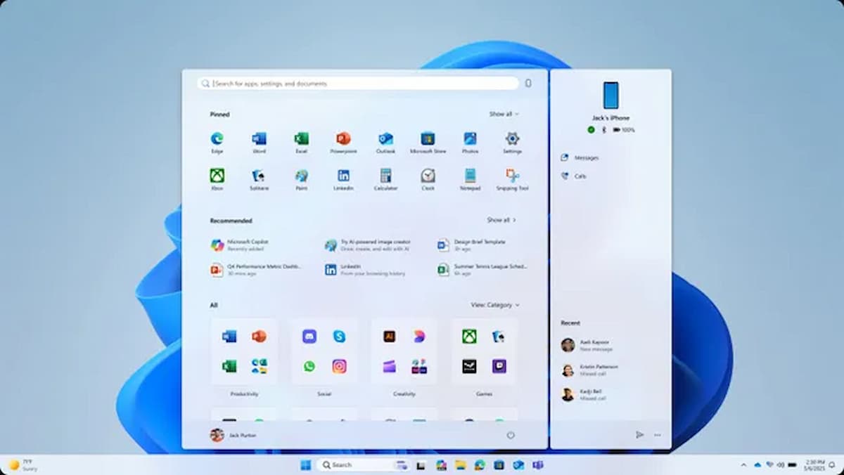 Imagen del menú de inicio de Windows 11