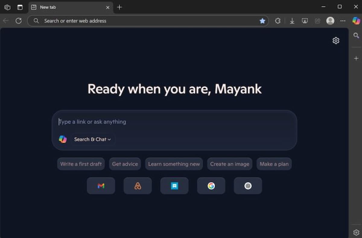 Imagen de la interfaz de Copilot FIrst en Edge
