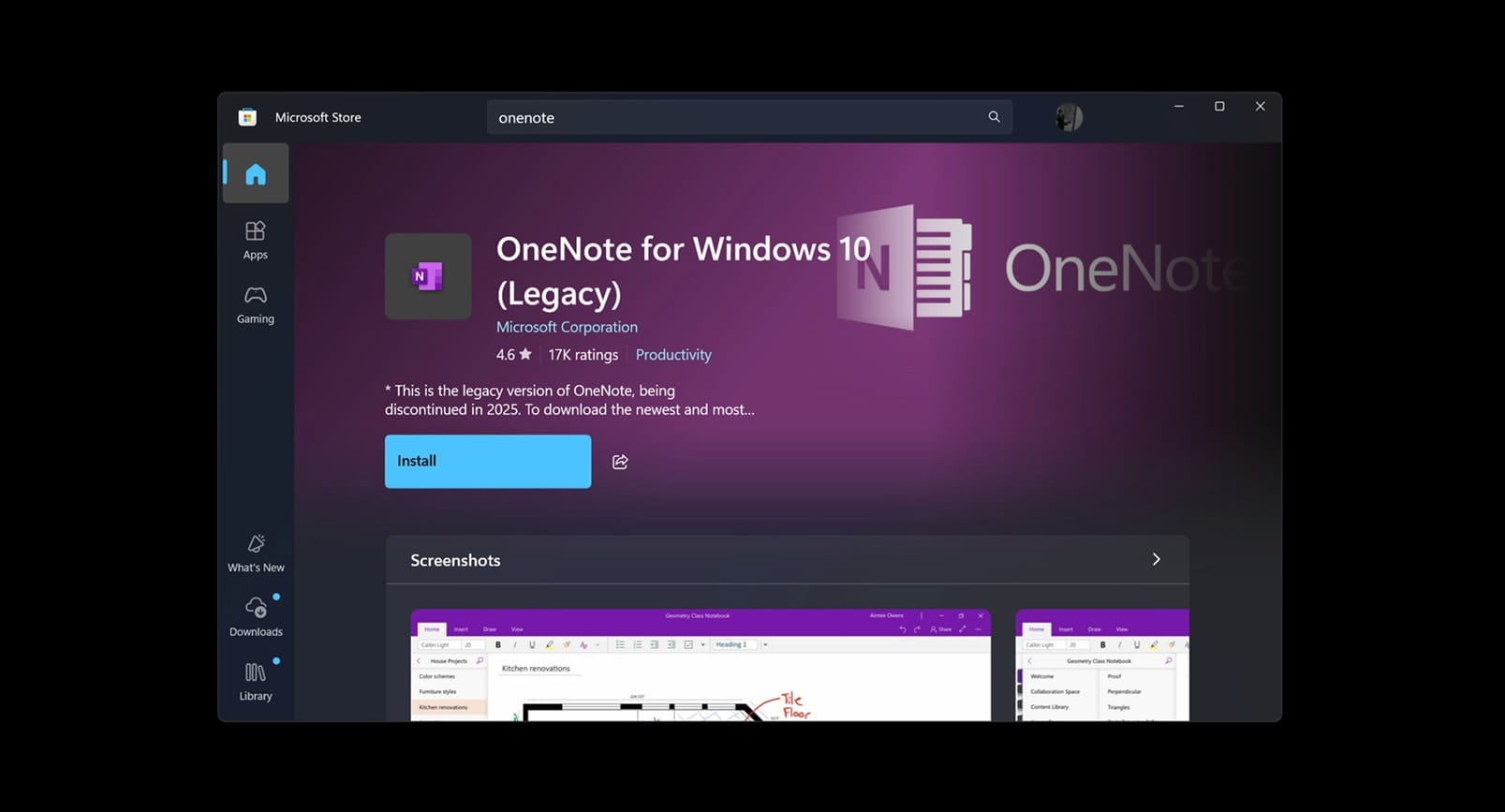 Imagen de OneNote para Windows 10
