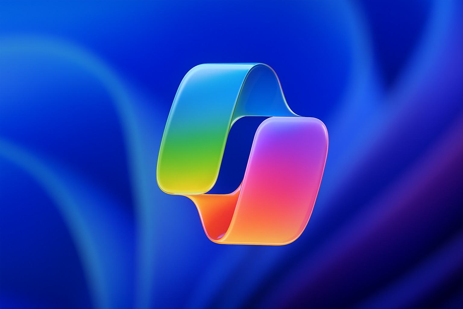 Logotipo de Copilot sobre wallpaper de Windows 11