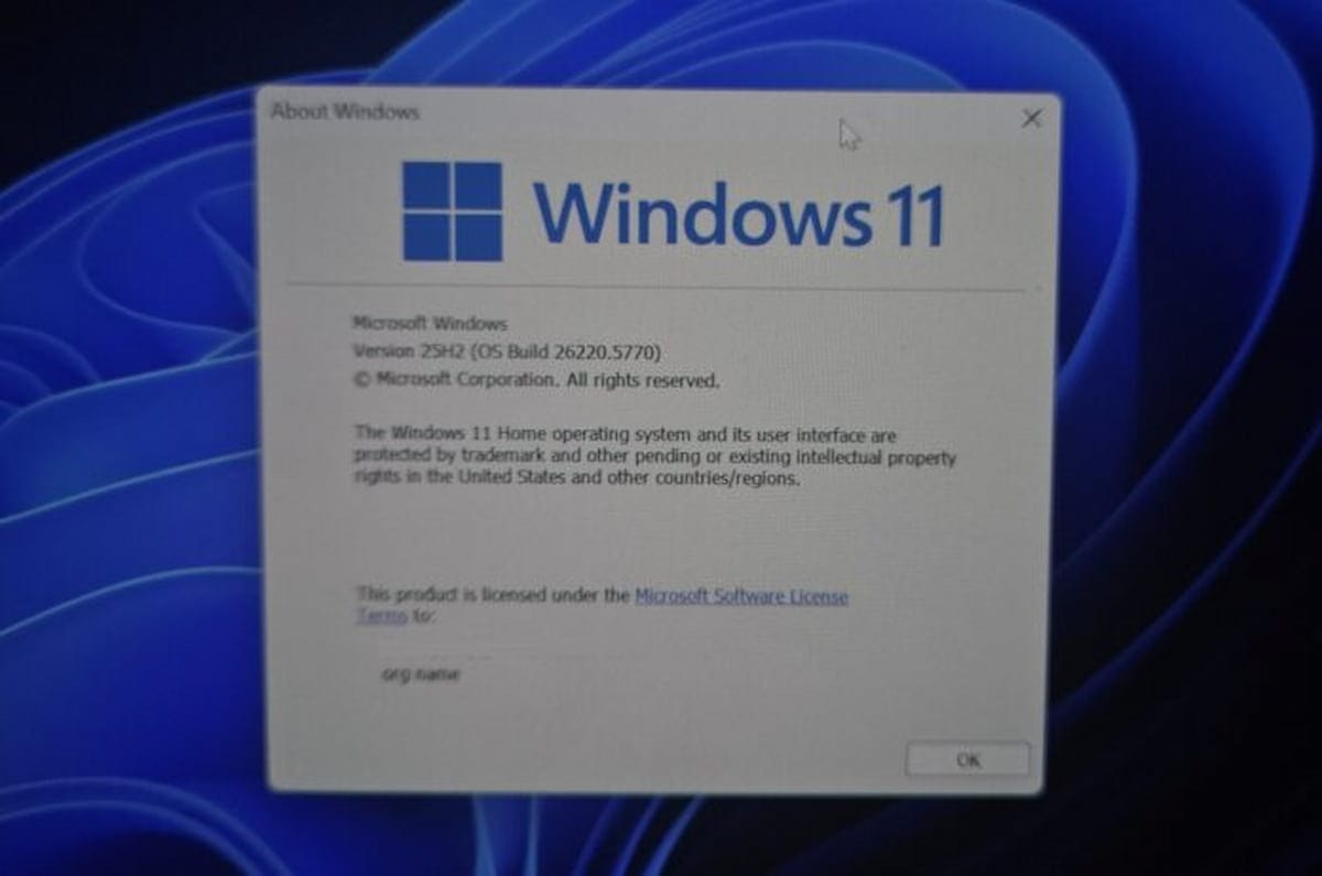 Imagen de la versión 25H2 de Windows 11