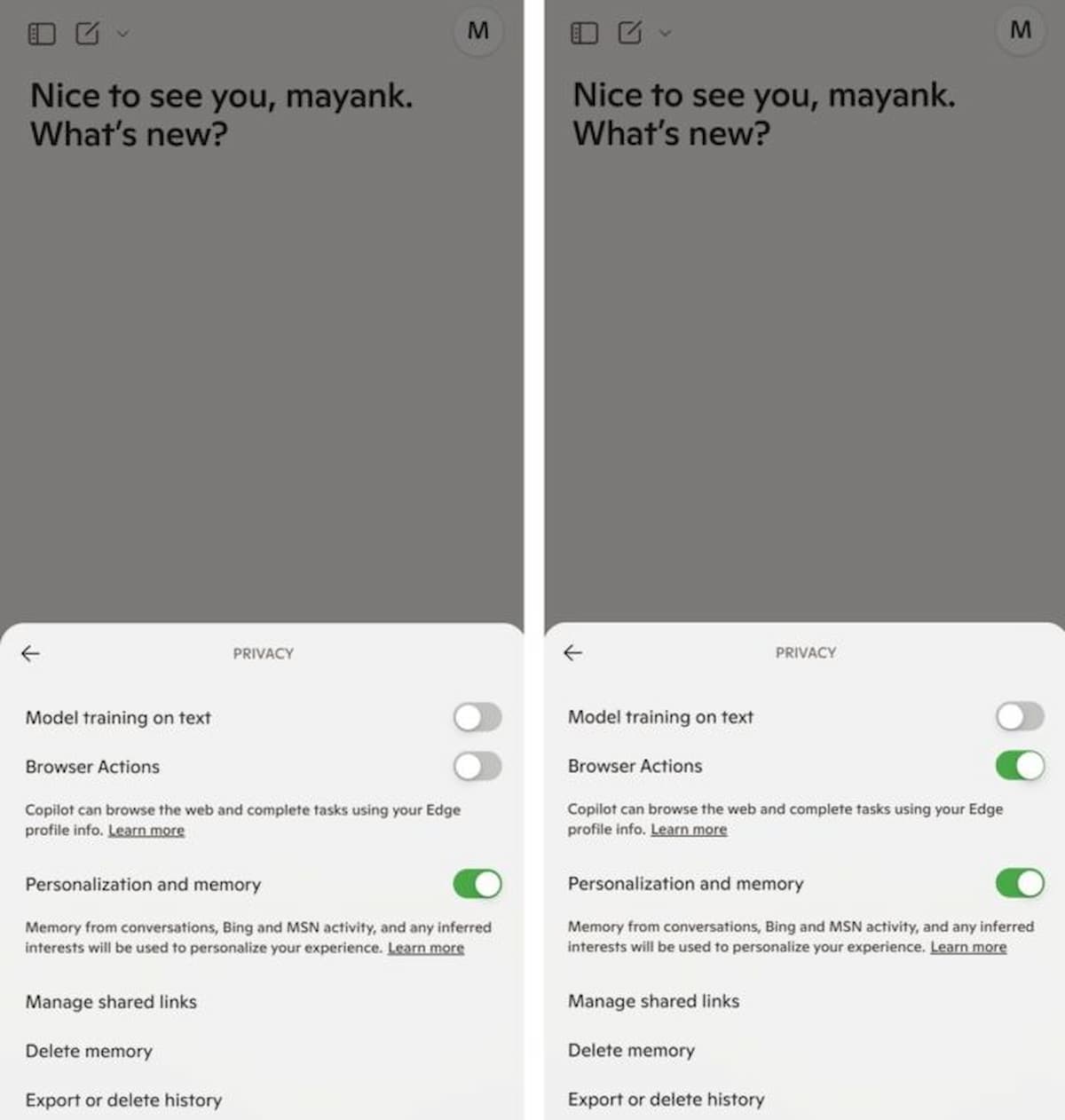 Imagen de la nueva función de Acciones del navegador