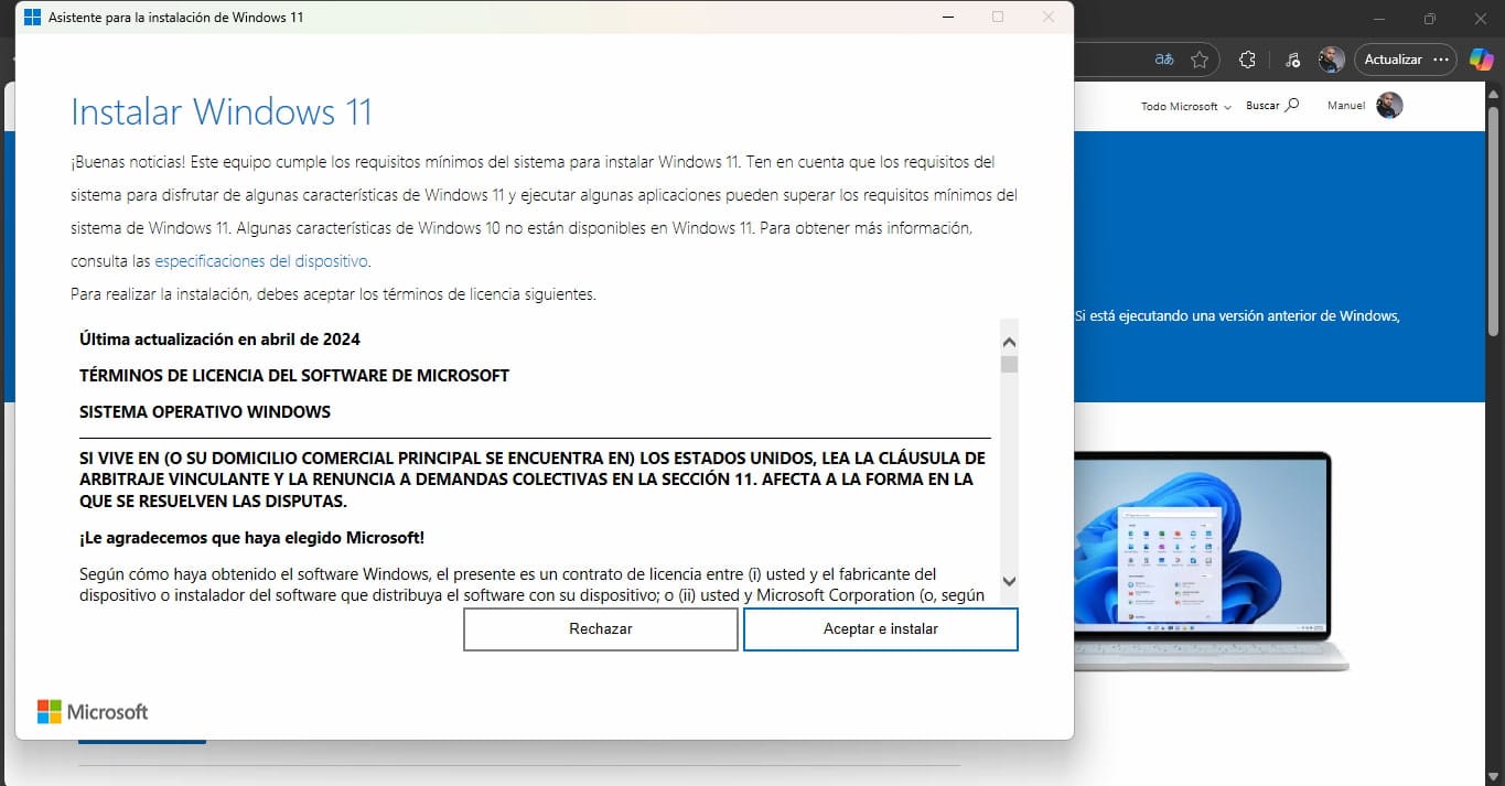 Imagen del Asistente de Instalación de Windows 11