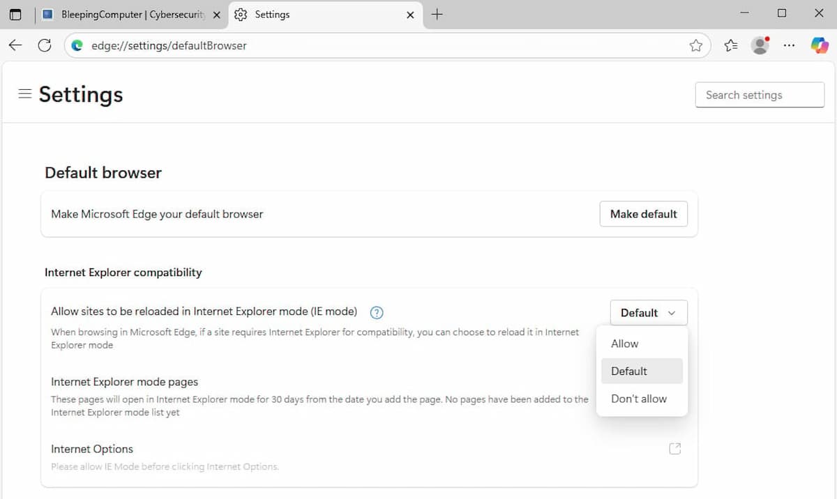 Imagen de la Configuración de Edge