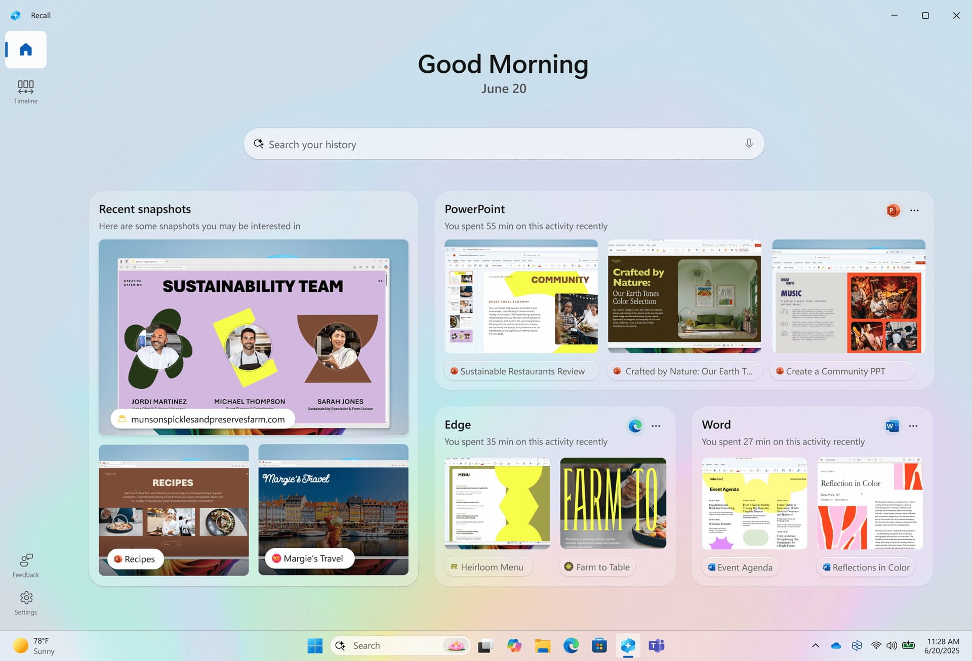 Imagen en la que se muestra la nueva interfaz de Recall de Windows