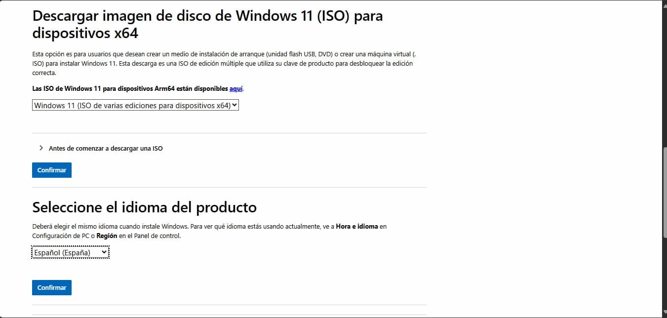 Imagen de la descarga de ISO de Windows 11 25H2