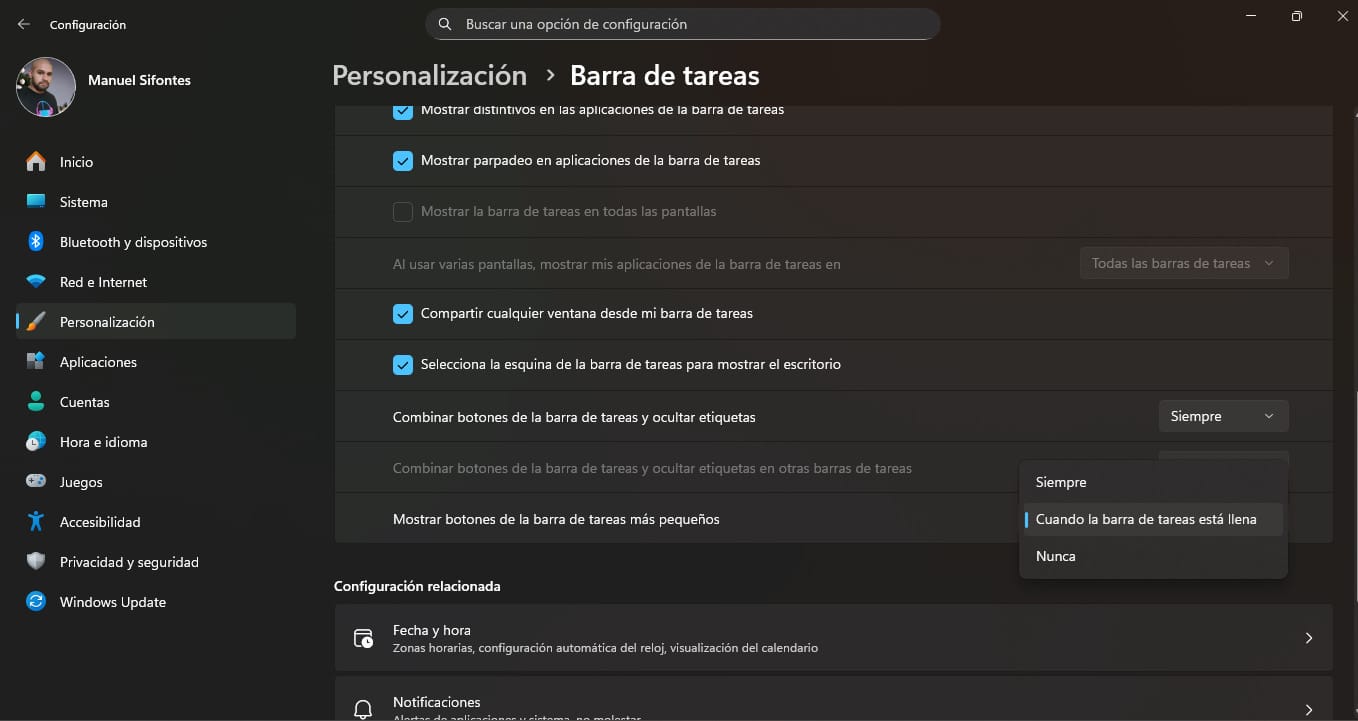 Imagen de la Configuración de Windows 11