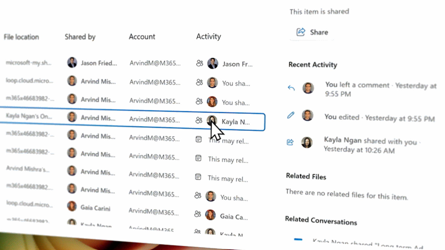 Imagen de tarjetas de contactos en Microsoft 365