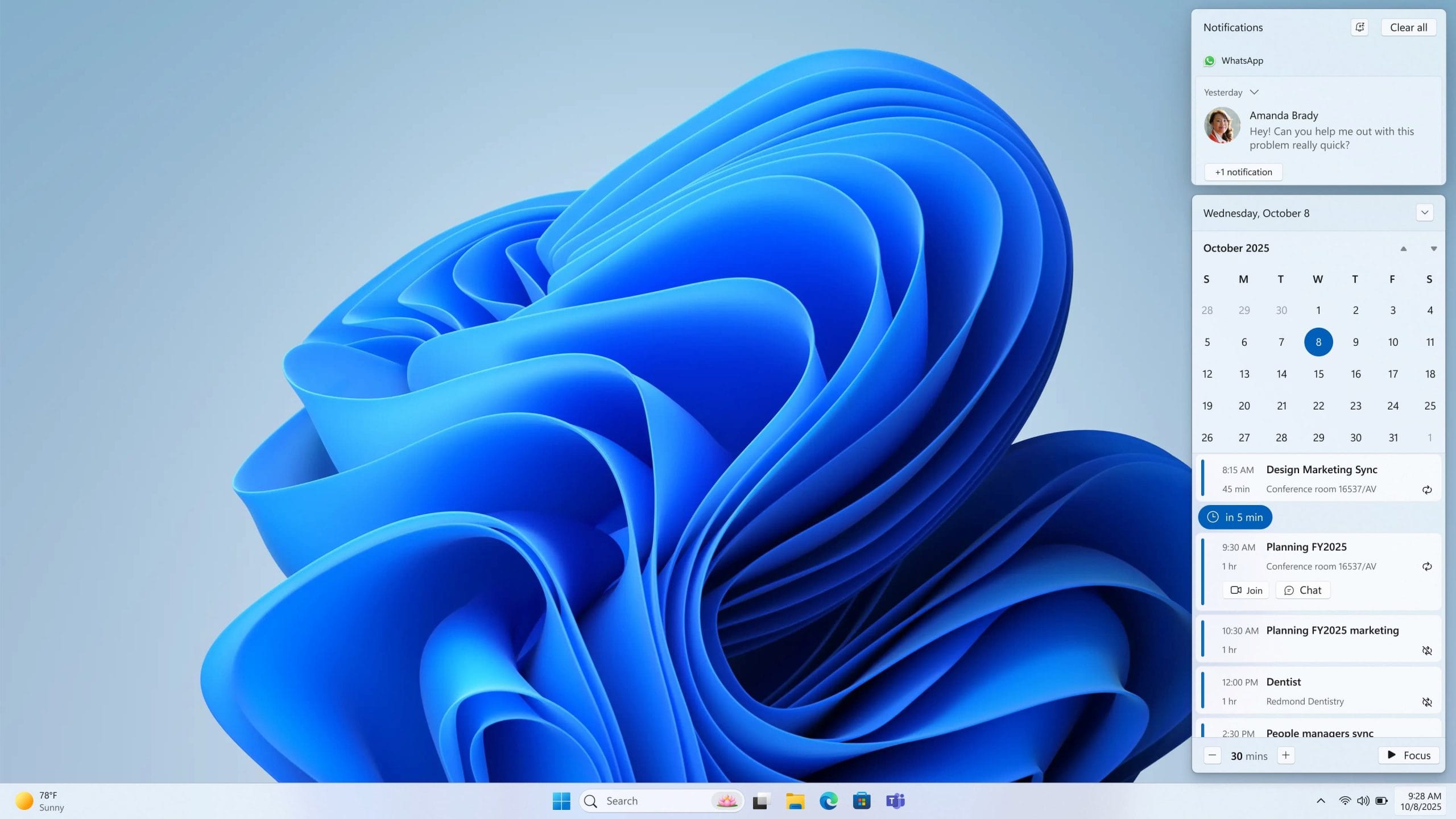 Imagen del calendario de Windows 11
