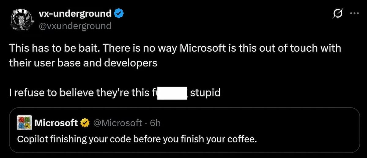 Imagen de la publicación de un desarrollador en X