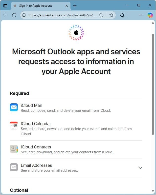 iCloud ahora en Outlook