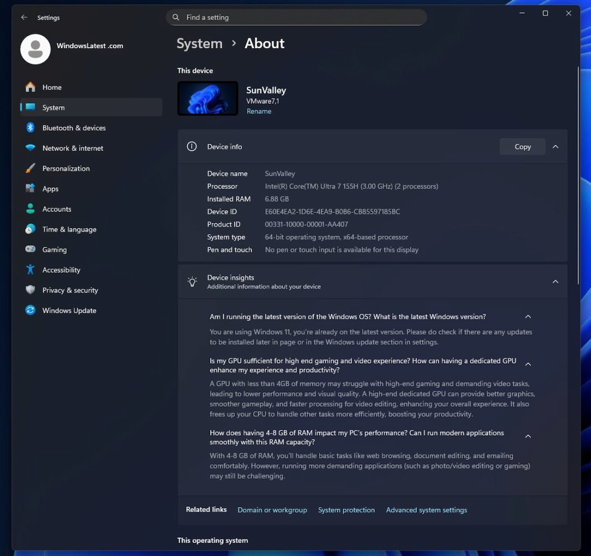 Imagen en la que se muestra el apartado de opiniones de Microsoft sobre el hardware del PC
