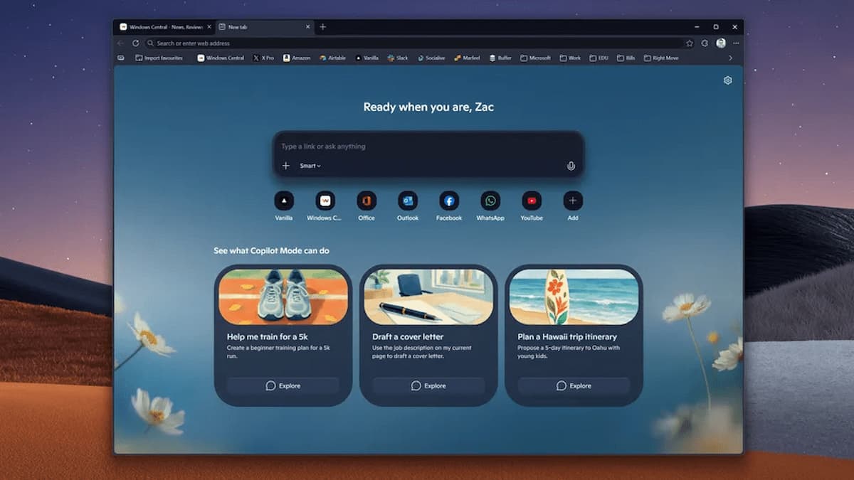 Imagen de la nueva interfaz de Edge