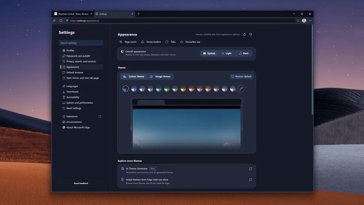 Imagen del rediseño de Edge