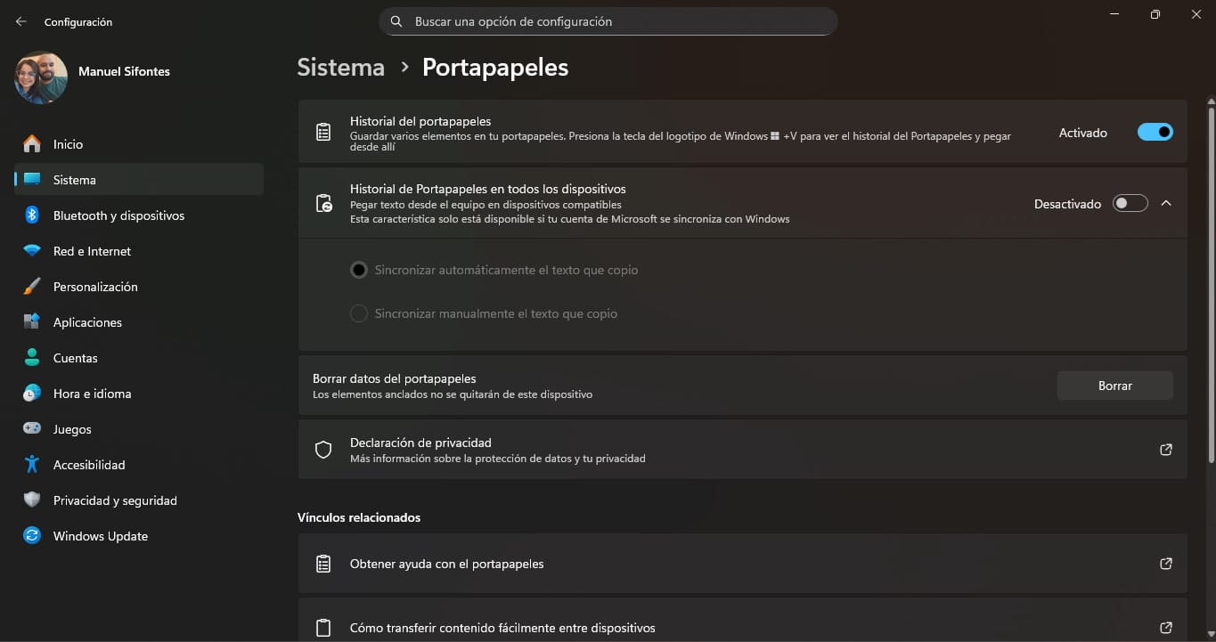 Imagen del portapapeles de Windows