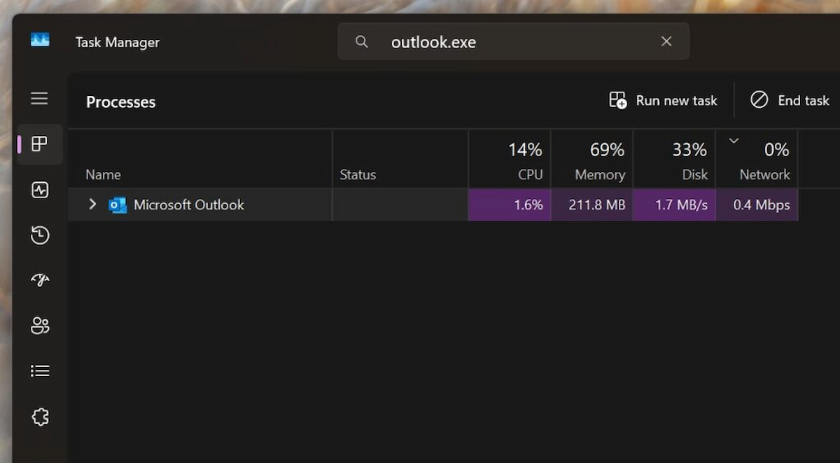Imagen en la que se muestra al administrador de tareas de Windows 11
