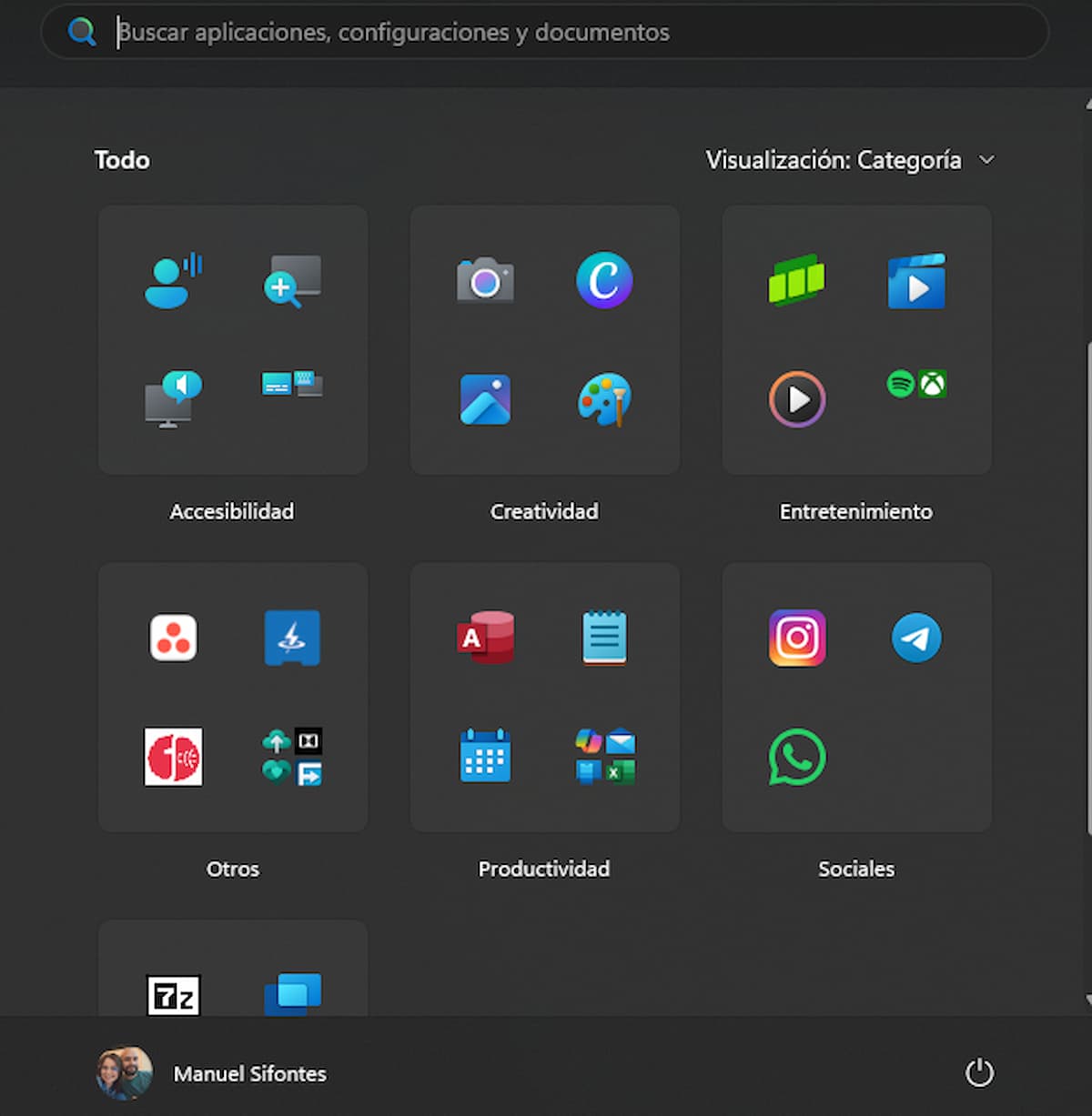 Imagen del nuevo diseño del menú inicio de Windows 11