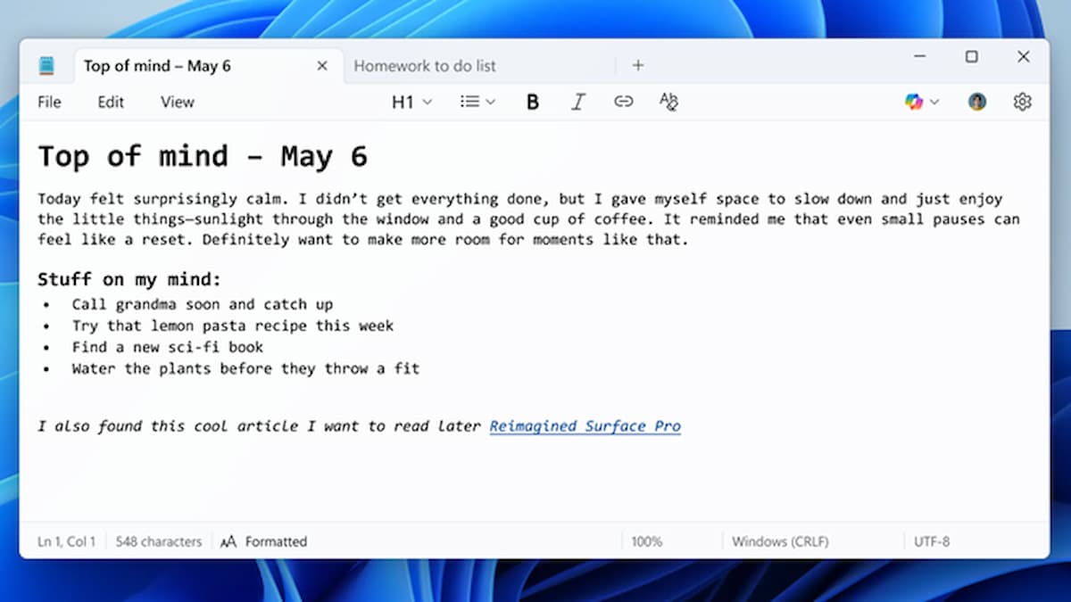 Imagen en la que se muestra el Markdown en el Bloc de notas