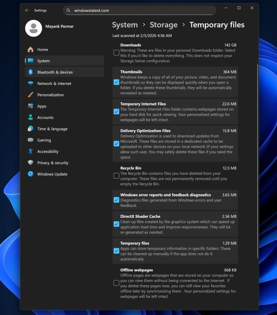 Los archivos temporales no están completos