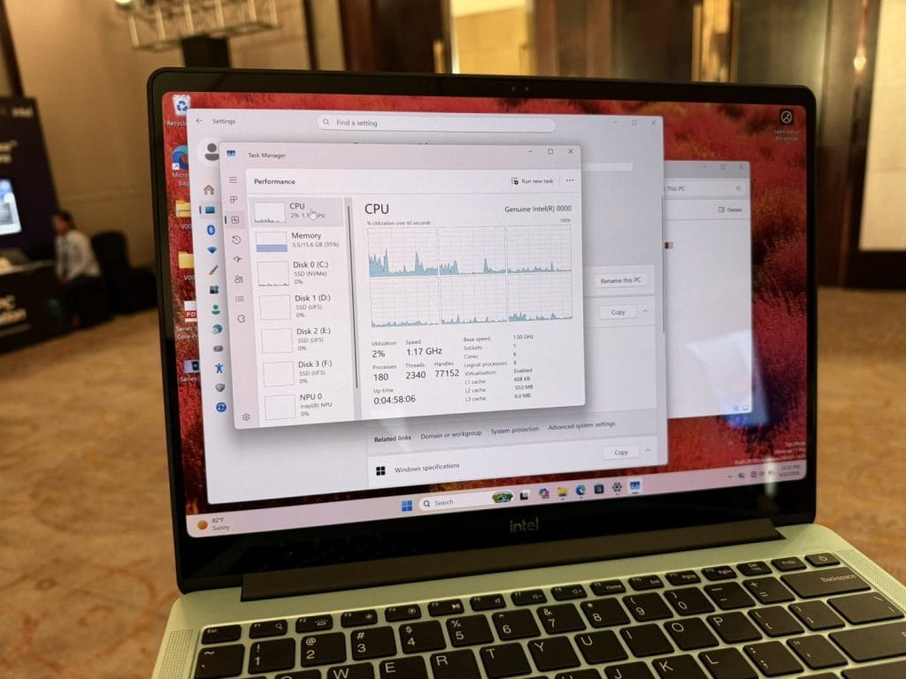 La pantalla del modelo de Intel para Wildcat Lake que compite con el Neo