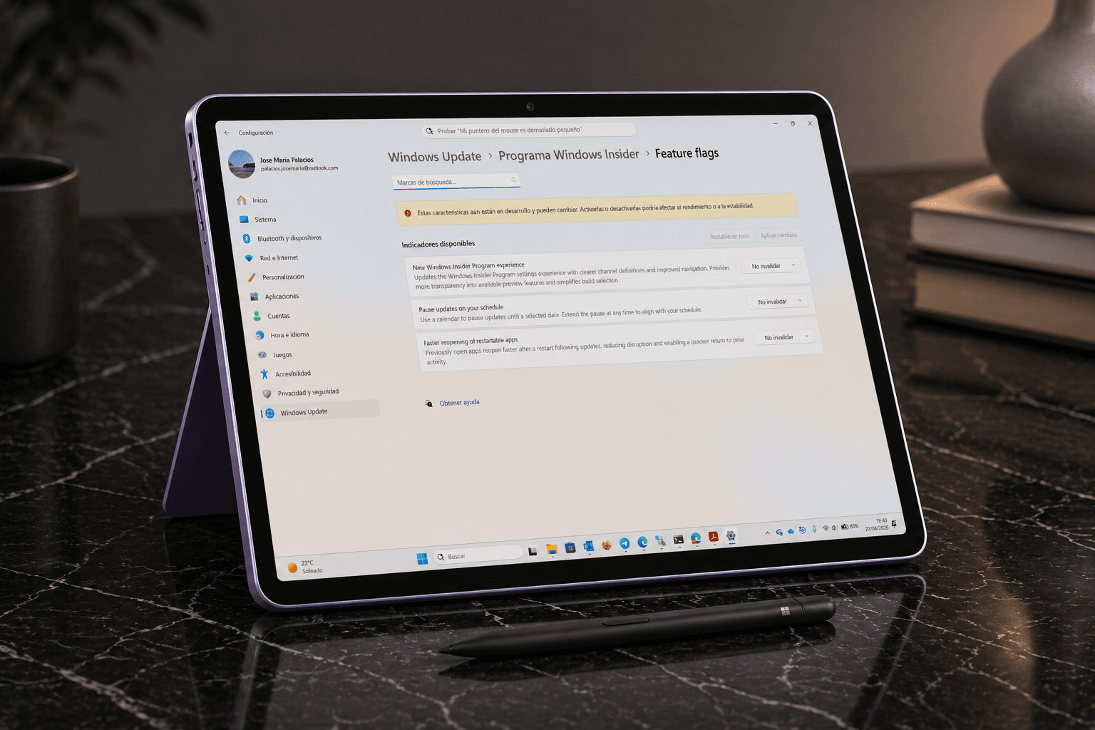 Ya comenzamos a ver las primeras funciones configurables en Windows Insider