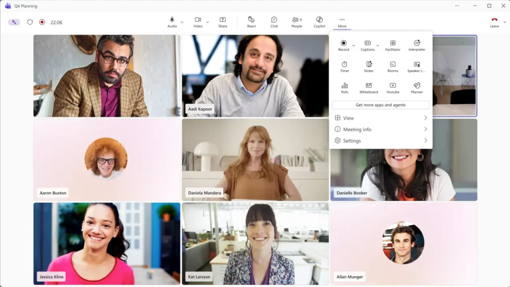 El nuevo menú de Teams