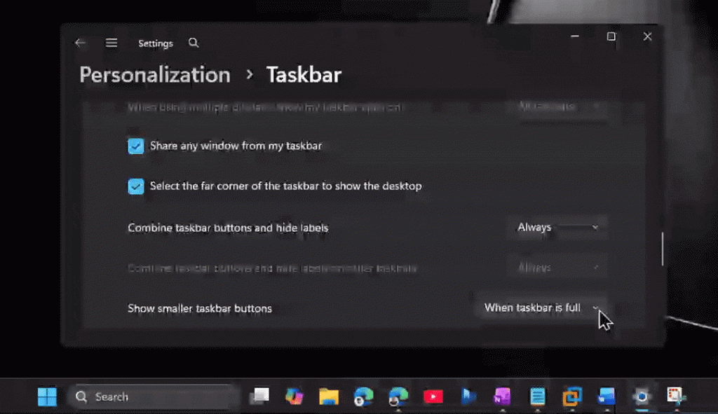 La personalización de la barra de tareas