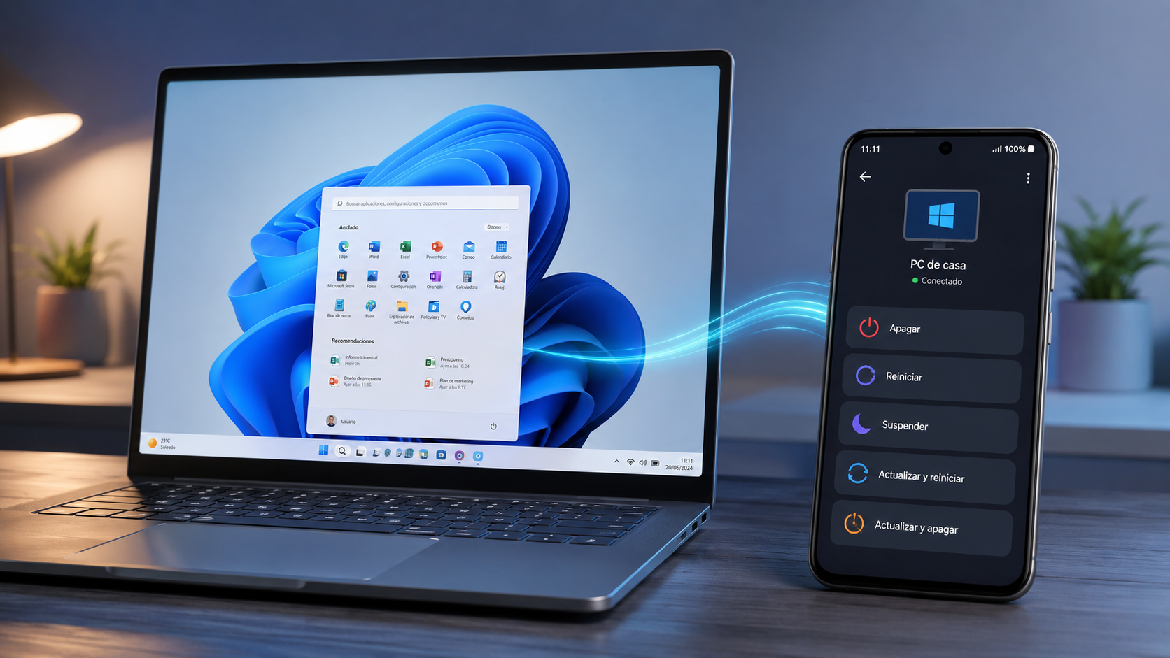 Microsoft prepara un control remoto para apagar Windows 11 desde Android
